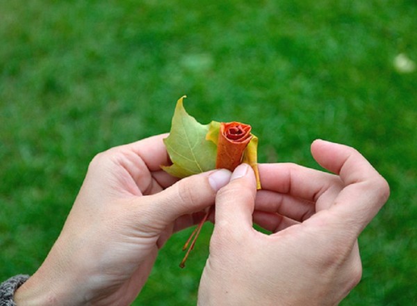 Mesterségek a leveleken az "őszi" témában saját kezűek az iskolások számára