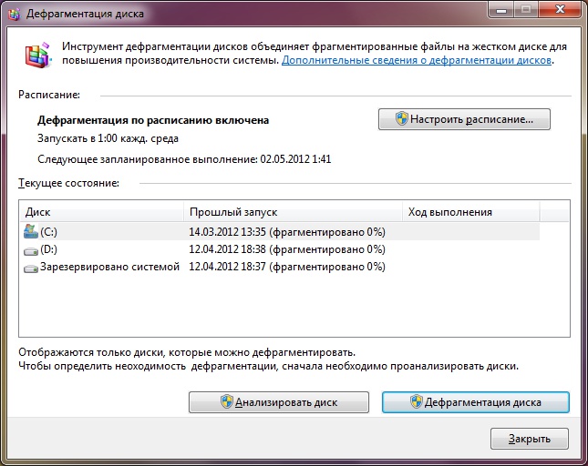 Lemeztöredezettség-mentesítő a Windows 7 rendszerben