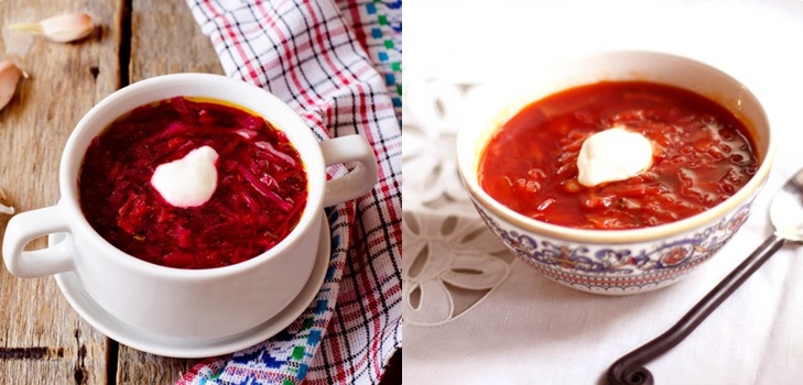 Borsch a tél a konzervdobozban, receptek cukorrépa és káposzta készítményekhez, paradicsompüré és anélkül