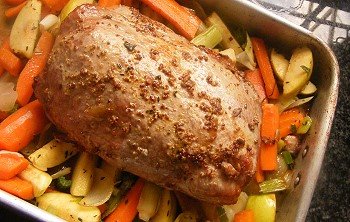 Kép egy recept sült sertés nyak a sütőben