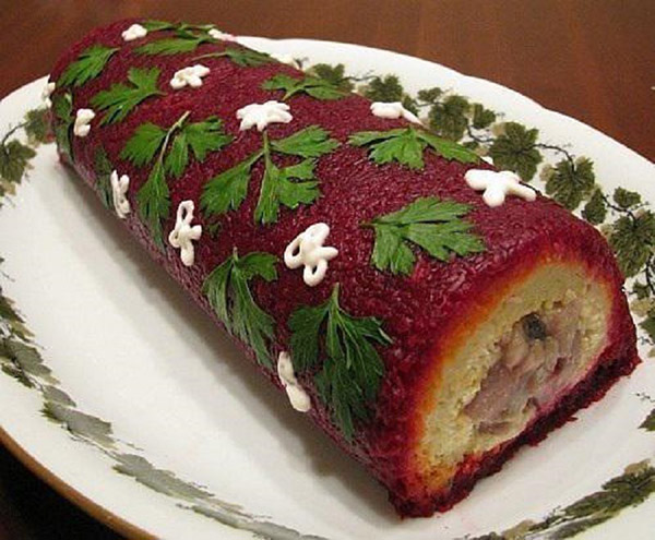 Recept heringre a szőrme alatt az újév otthon - klasszikus, tekercs, alma lépésről lépésre