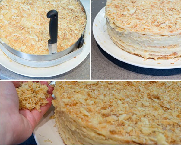 Cake "Napoleon", receptek otthoni fotóval: klasszikus (szovjet), puding, sűrített tej, töltött sütemény